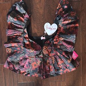 Buddy Love Women's Floral Top - Black and Red